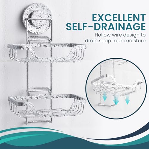 Image of TAILI Soap Dish, Bar Soap Holder Suction Cup, Stainless Steel, 2 Layer