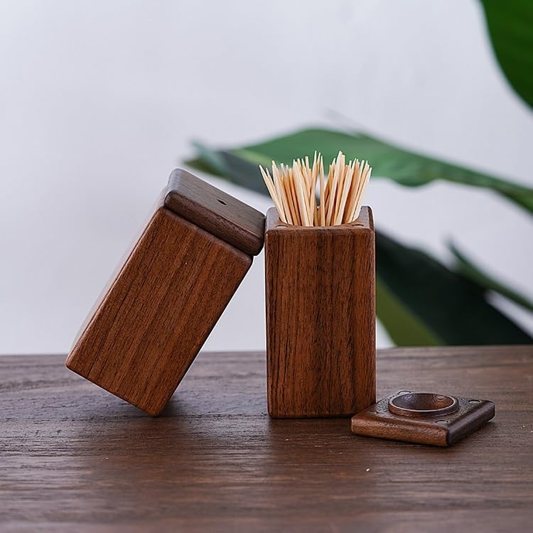 Toothpick Box Wooden Toothpick Box Household Toothpick Holder, Living Room Entrance Table Ornaments, Portable Toothpick Jar Toothpick Storage Box