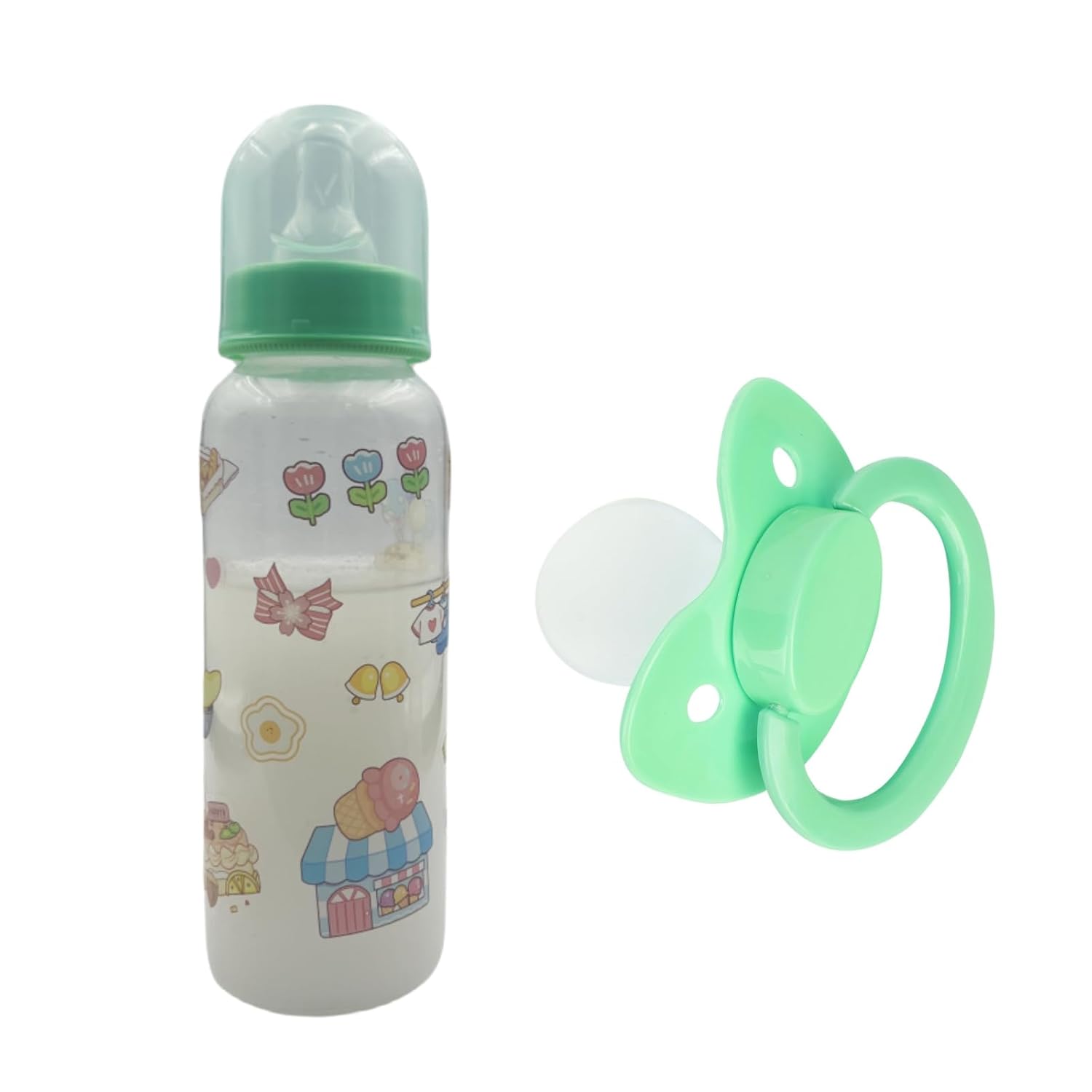 Adult Bottle & Pacifier Set, 8oz/250mL (Bottle Print May Vary) (Pink)