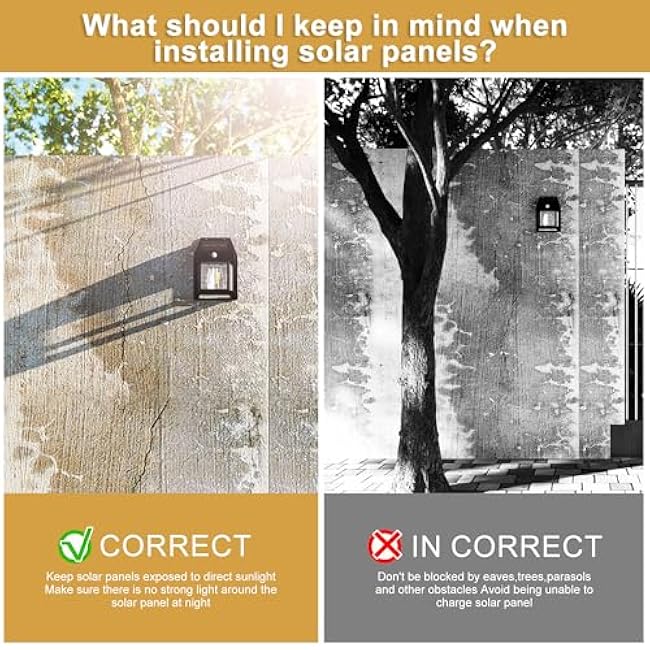 Outdoor Solar Wall Lights - 2 Pack Solar Waterproof Brighter Porch Wall Square Lights with 3 Modes & Motion Sensor Front Fence Lantern Lights for Outside,Backyard,Garage Decorative