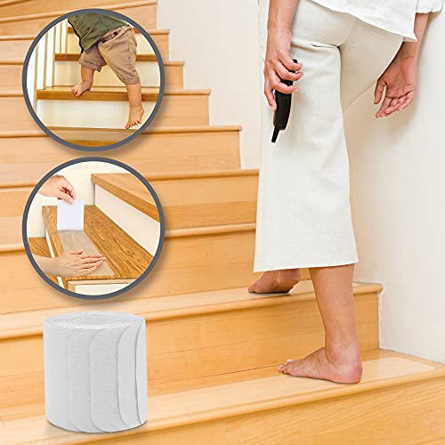 SKID GUARD Clear Stair Treads Non Slip (4x30") Stair Treads for Wooden Steps Indoor - Non Skid Tape - Showers, Tubs, Pools, Wet Floors - Non Slip Tape - Waterproof Wood Stair Treads 10-Pack USA Made