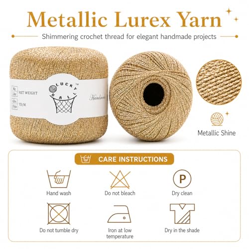 Image of 80g Sparkle Silver Lurex Thread Shining Yarn, Metallic Crochet Thread Yarn for Crocheting, Sparkle Metallic for Knitting Clothes, Car Charm, Keychain Charm(Gold)