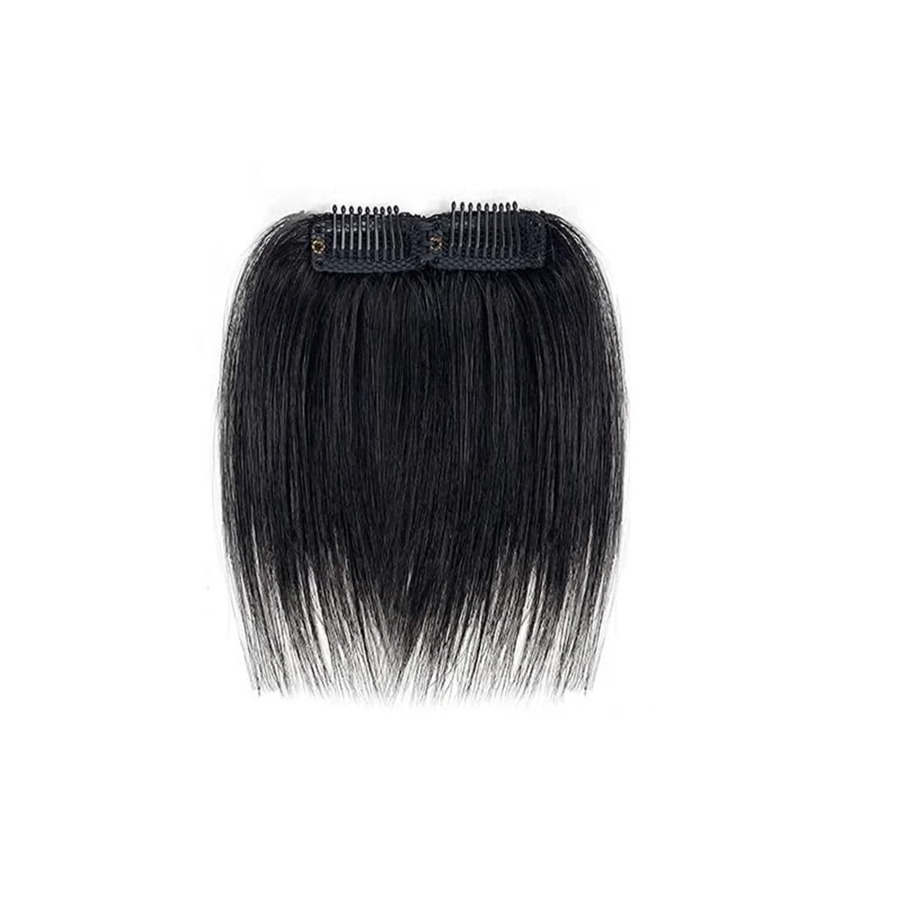 Yinj9562fg Clip on Fringe 10cm Hair Bangs for Mens Clips in Real Hair Bang Cover High Forehead 100% Human Hair Bangs Fringe(Small)