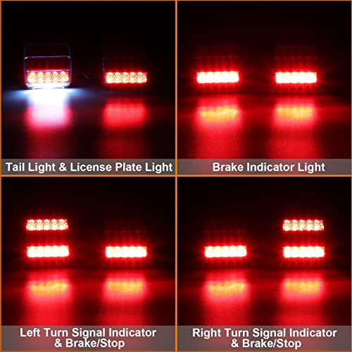 Image of Partsam Magnetic Trailer Lights Led Towing Kit Stop Turn Signals Tail Rear Brake Indicator License Plate Lamps Assembly 2x Red 26LEDs Pure Copper Wire 25ft Cable with 7 Pin Plug IP67 Waterproof 12V