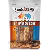 Jack&Pup Marrow Bones for Dogs, Long Lasting Dog Bones for Large Dogs, 6" Marrow Bone, Natural Beef Bone (6 Pack)