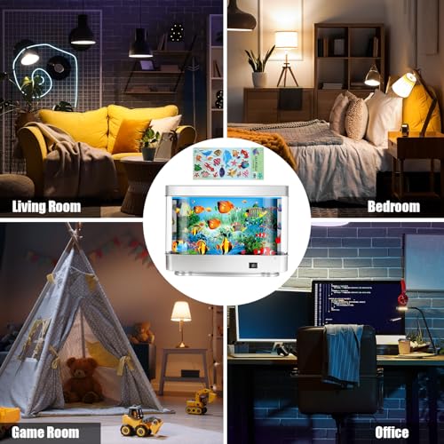 Image of Fake Fish Tank Lamp, Aquarium Lamp with Virtual Marine Life Animations, Artificial Tropical Fish Decorative, Sensory Aquarium Night Light, Ocean Room Decor Night Light Suitable