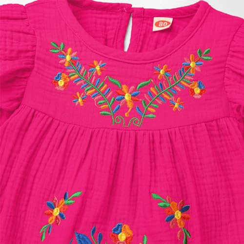 AWIBMK Baby Girls Mexican Dress Kids Floral Embroidered Long Sleeve Cinco De Mayo Fiesta Traditional Ethnic Wear Outfit2