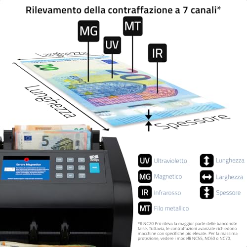 Zzap Contabanconote E Verificatore Di Banconote False - Macchina Conta Contanti (NC20 Pro) - 3