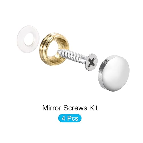 Miniatura 5 de METALLIXITY Tornillos de espejo (0.709 in0.71 pulgadas), 4 unidades, cubierta decorativa, clavos de latón galvanizado, para accesorios publicitarios