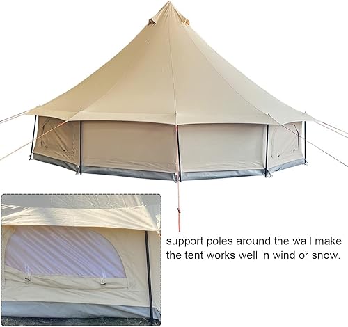 Miniatura 2 de BOOMLATU Tienda de campaña de lona de algodón impermeable para 4 estaciones, glamping yurt con agujero para estufa para 6-8 personas adultas,