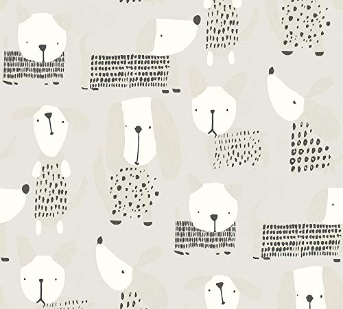 A.S. Création Papel pintado Boys & Girls 6 con bonitos perros, 10,05 m x 0,53 m, beige, gris y blanco, fabricado en Alemania, 367553 36755-3 Cover