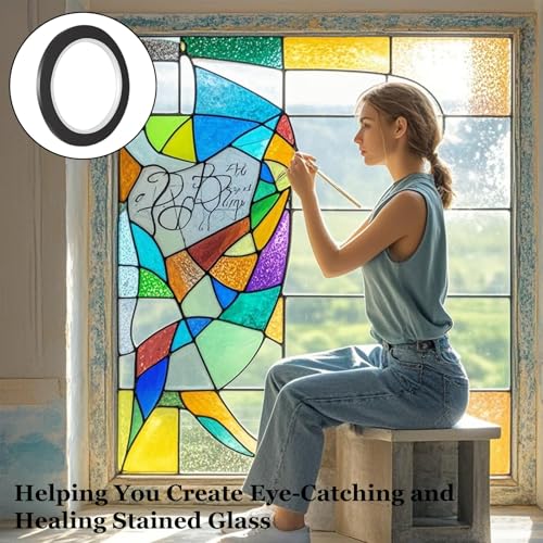 CANIPHA Schwarze Art Deco Buntglas-Linien, 66 x 0,3 cm, PET-Material, geometrisches Muster, Innenbereich, Fenster, Glas, Spiegel