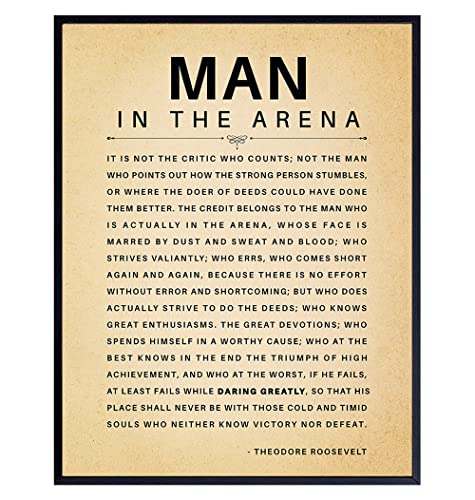 Yellowbird Art & Design Man In The Arena Large 11X14 - Uplifting Inspirational Quotes - Teddy Theodore Roosevelt Poster cover