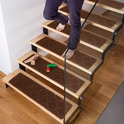Seloom Stair Treads Carpet Non-Slip with Non Skid Rubber Backing Specialized for Indoor Wooden Steps, Removable Washable Step Runners Perfect for Dogs,Elders and Kids