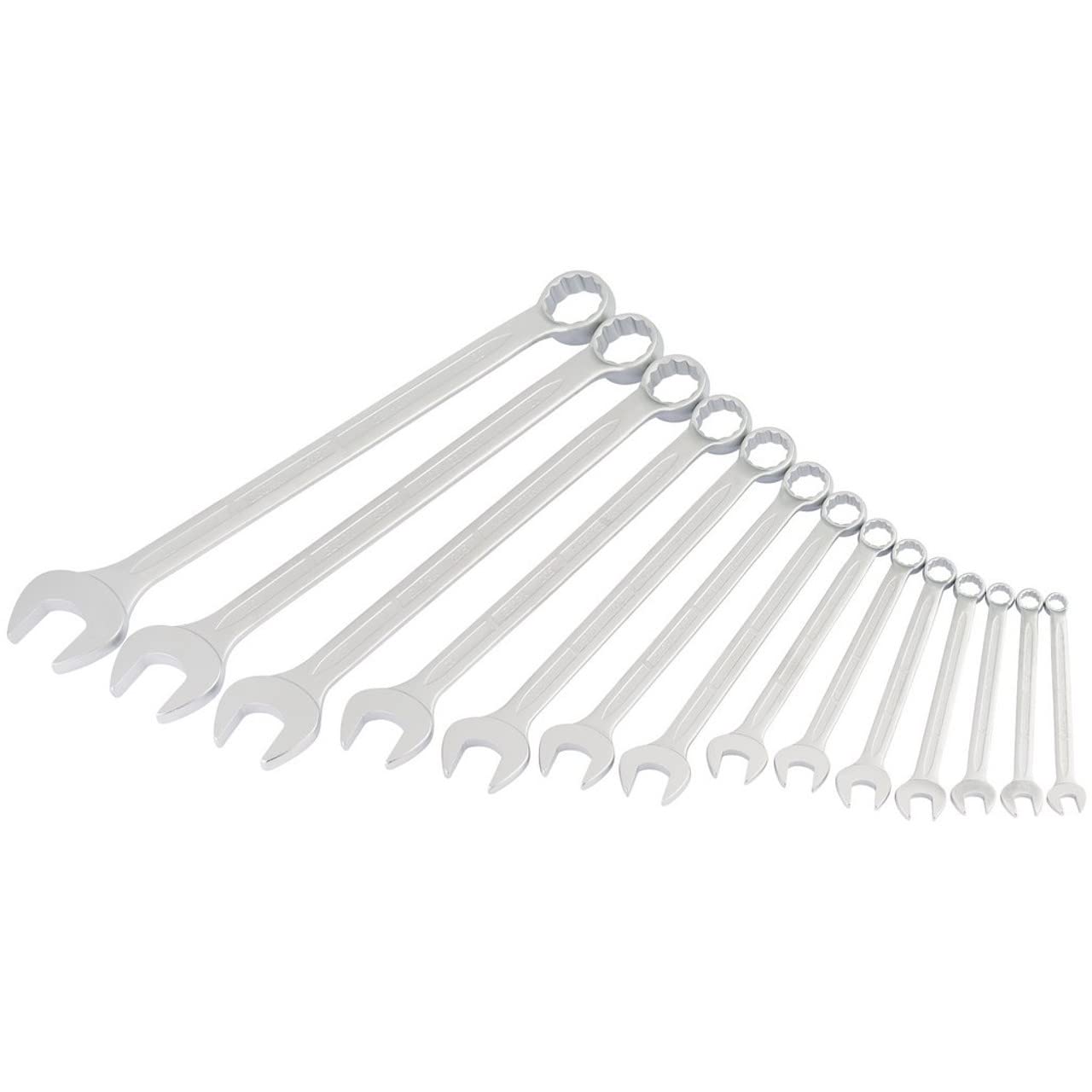Draper 3107 S14M Elora Long Metric Combination Spanner Set, 8mm-32mm, 14 Pieces, White