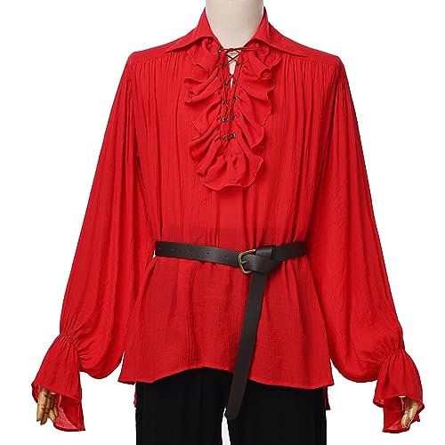 GRACEART Uomo Pirata Camicia Costume (Rosso