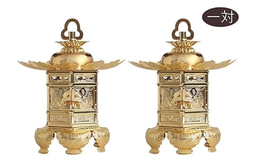 灯ろう 照明 仏壇 真鍮 吊り 燈篭 神前灯籠 西 本願寺派 猫足 ■ 特大 ■ 金色 仏具 一対