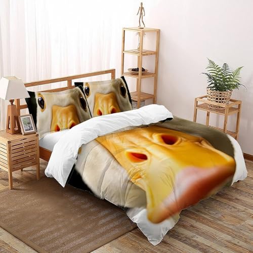 Housse de couette animaux imprimé 3D en microfibre lit double 200x200cm