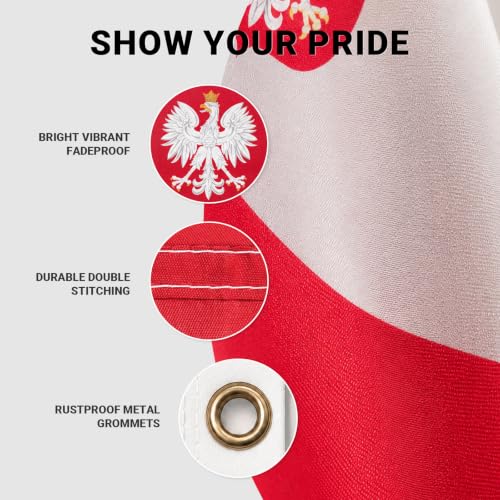 Image of AhfuLife 2pcs Polish Flag Poland Flag 3x5 Ft Poland Flag with Eagle