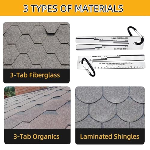 image for FQDGTFA 2 Packs Metal 4/09 Shingle Gauge with Carabiner, House Roof Ga