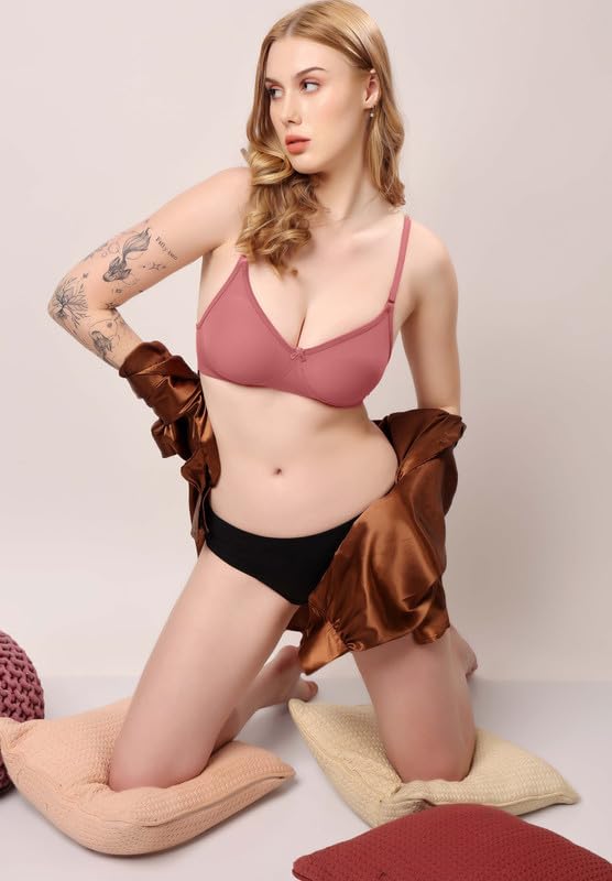 Image of London Hills Regular Bra for Women Everyday Non Padded Wire Free Mid Coverage Cotton Blend