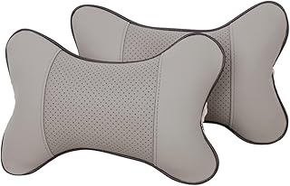 LVBOUSLTD Car Neck Pillow, Breathable PU Headrest Cushion for Neck and Waist Rest, Perfect for Driving Home Office, Pack of 2