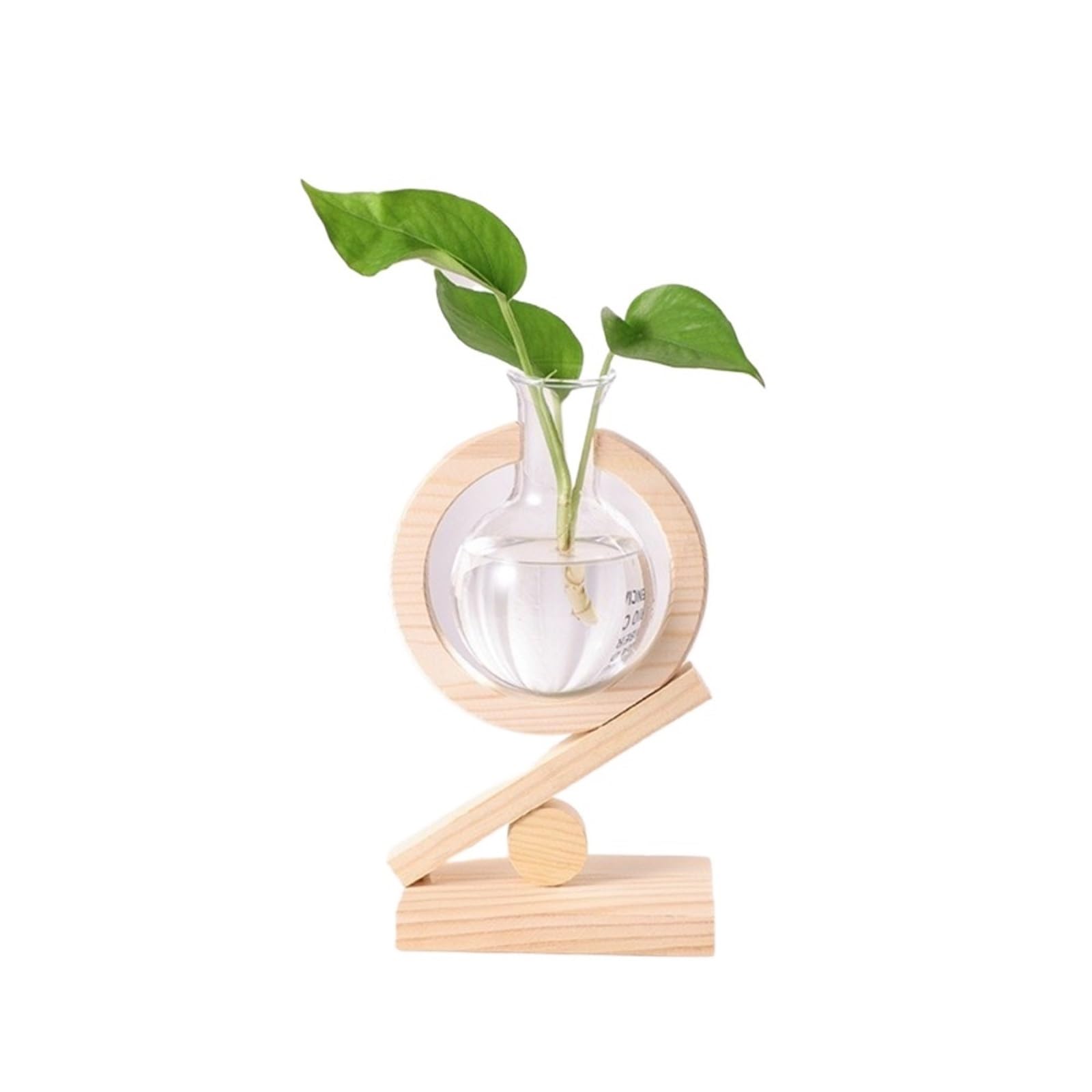 QuxetlRyz Glass Hydroponic Vase Hydroponic Plants Transparent Glass Wooden Frame Vase Green Ivy Plant Simple Desktop Modern Decoration Ornament(Size A)