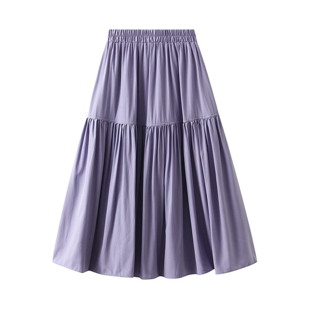Gonna lunga a pieghe da donna tinta unita gonna lunga casual basic a trapezio gonna estiva all-match midi gonna lunga