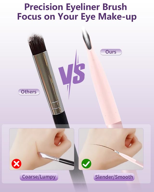 Miniatura 7 de Brocha delineador de ojos en ángulo de hoz, 2 piezas, delineador de ojos de gel, brocha de maquillaje para maquillaje de ojos, delineador de ojos,