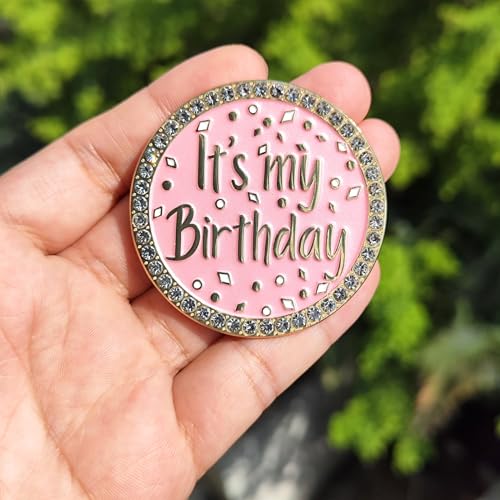 Arturbo It's My Birthday Pin Brooch Round Metal Lapel Pin Badges with Rhinestones Fun Pink Pearl Enamel Pins for Women Girls Boys Men Birthday Party Wedding Gifts Decoration4