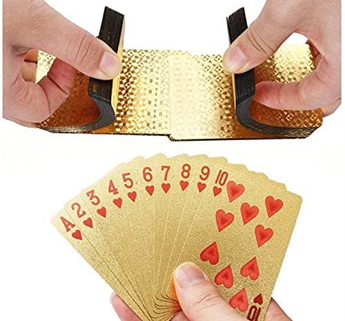 Poker-Karten für Party, Spiele, Treffen, sehr langlebig, faltenfrei, leicht zu mischen – 1 Packung (Gold) – Bild 5