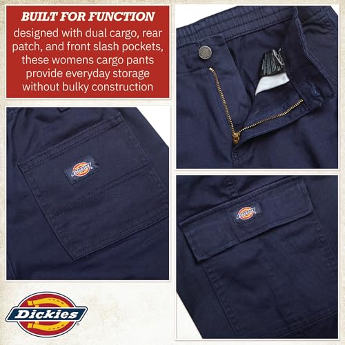 Image of Dickies Womens High Rise Cotton Twill Cargo Joggers Elastic Ankle