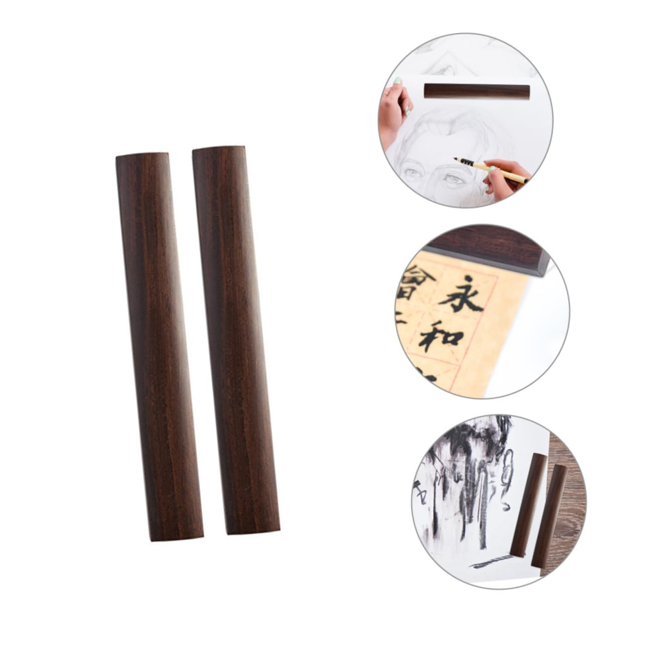 Fermacarte Cinese in Legno di 30cm per Calligrafia, Strumento Decorativo e Accessorio per Studio Design Semplice e Delicato