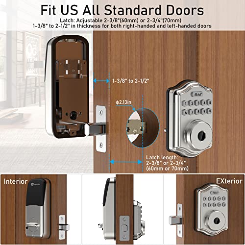 Smart Fingerprint Door Lock, Guarder Electronic Keyless Entry Door Lock With Fingerprint/Keypad Code/Key, 300 User Front Door Lock, Smart Deadbolt Ip66 Waterproof Easy To Install For Door Security #TOP5