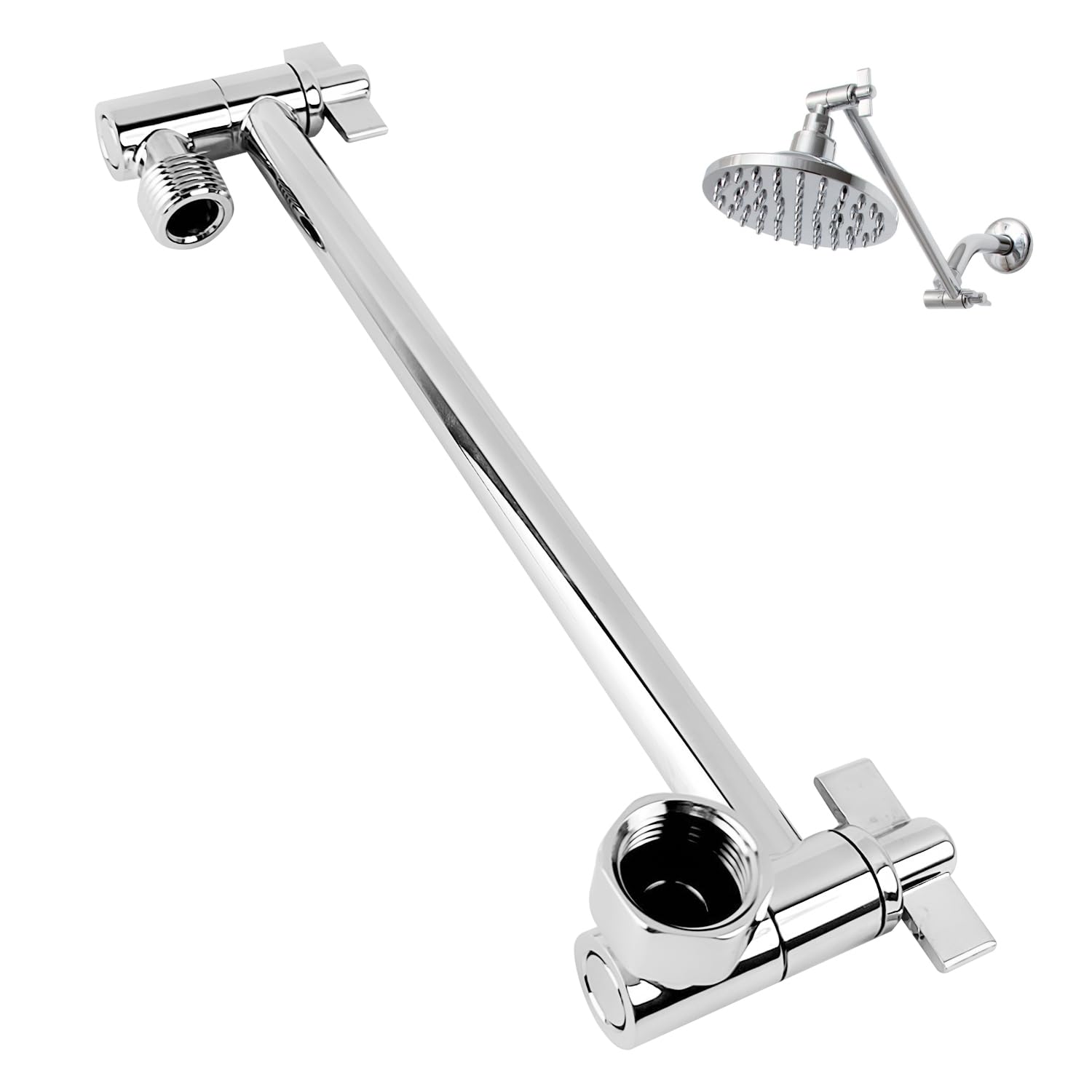 Extensión de Alcachofa de Ducha, 288 mm Ajustable Brazo de Extensión de Alcachofa de Ducha de acero Inoxidable, Extensión de Brazo de Ducha con Tuercas de Seguridad, Conexión Universal G1/2'' (Plata)