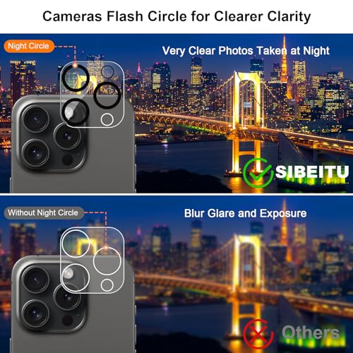 SIBEITU 3 Pack Screen Protector for iPhone 12 Pro with 3 Pack Camera Lens Tempered Glass Protector, 6.1 Inch HD Clear 9H Glass Film Hardness, Scratch Resistent, No Air Bubbles