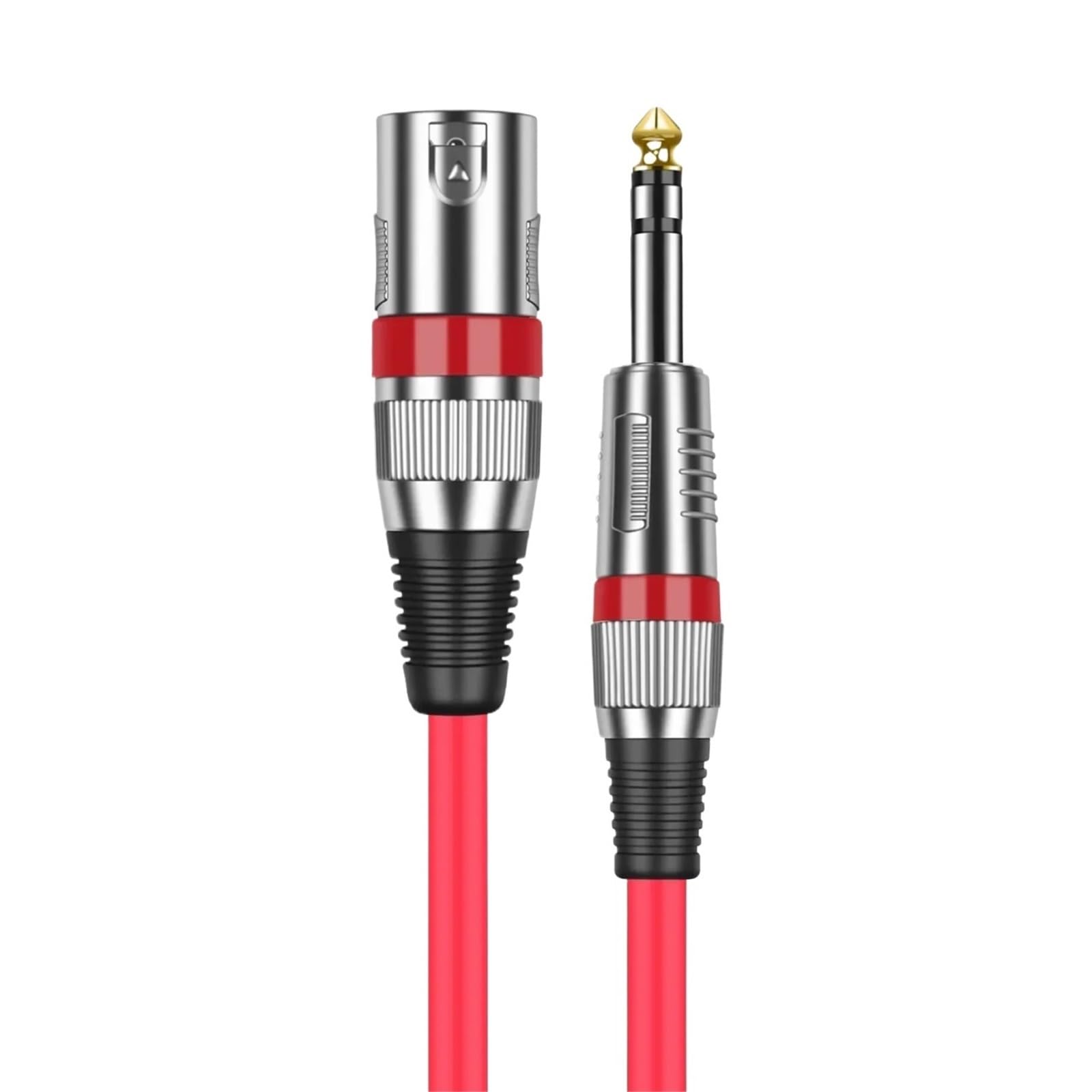 Kabel mikrofonowy XLR do mikrofonu 1/4 TRS kabel 6.35mm/6.5mm męski na męski XLR Kabel połączeniowy audio do wzmacniacza stereo miksera(czerwony, 3 metr)