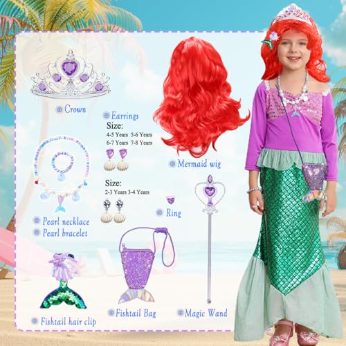 Disfraz completo de sirena para niñas 2-8 años miniatura 2