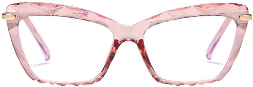 Zhuhaixmy Women Blue Light Blocking Glasses - Anti-uv [Anti-Eye Fatigue] Fashion Eyeglasses - Crystal Cat Eye Frame Elastic Legs Vintage Eyewear(Pink）