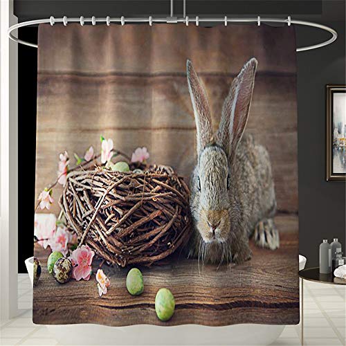 Fansu Badvorleger-Set Duschmatte Konturmatte WC-Deckelbezug Duschvorhang Badezimmermatte Badezimmerteppich, Osterdruck… – Bild 3