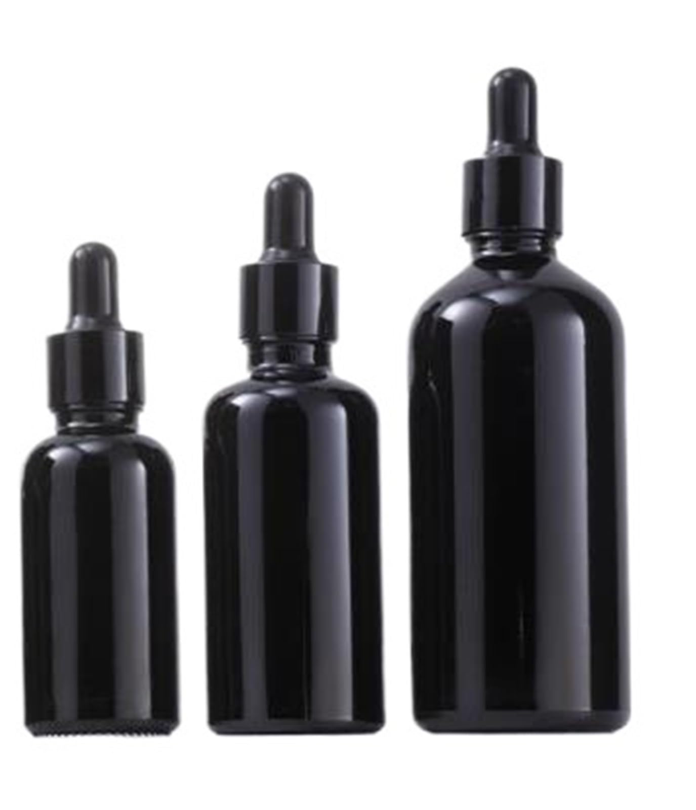 TRRYUIP Mini Pipette Dropper Bottle Frosted Black Glass Dropper Bottles Bright Empty Dripper Pipette Bottle For Essential Perfume Oil Serum(Bright Black,3pcs,10ml)