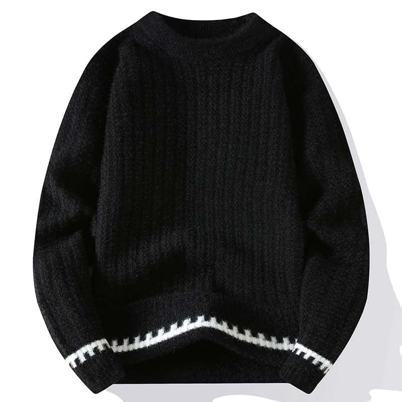 Autumn Winter Men's Trend Sweater Casual Solid Color Warm Sweaters Men4