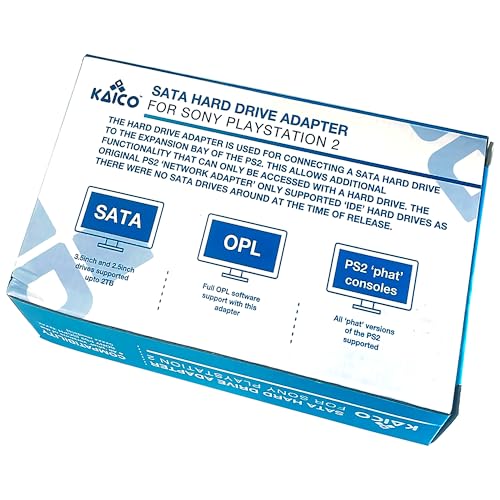 Image of Kaico PS2 Hard Drive for PlayStation 2 - PS2 SATA & Network Adapter for 2.5 inch /3.5 inch HDD - Plug & Play HDD Adapter, Supports Up to 2TB Storage for Game Backups & Homebrew