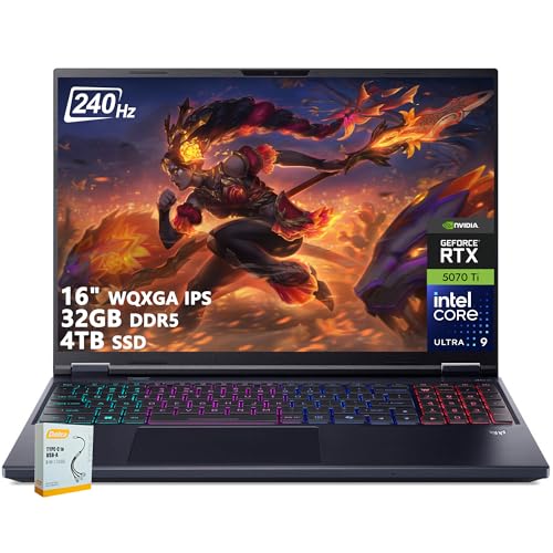 Image of Acer Predator Helios Neo 16 AI Gaming Laptop | 16 inch WQXGA IPS 240Hz | Intel Core Ultra 9 275HX | 32GB DDR5 4TB SSD | GeForce RTX 5070 Ti (Up to 992 AI Tops) | RGB Backlit Win11 w /DLCA Accessory