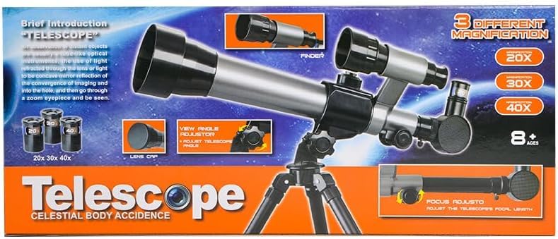 Telescopio para niños de 8 a 12 años – Brújula de deseos telescópica de astronomía para principiantes, aumento de 20 x 30 x 40 x, portátil para viajes, regalo y juguete para niñas y niños de Navidad 8