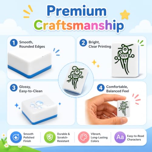 Image of PATPAT 144 Pcs Complete Mahjong Tiles Game Set Portable Blue Mahjong Cards