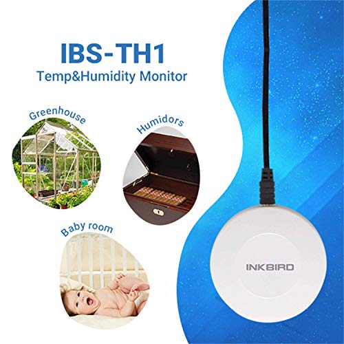 Image of INKBIRD Smart Sensor Data Logger Wireless Temp RH Monitor Device Android iPhone Temperature Humidity Recorder Thermometer Hygrometer IBS-TH1 Cigar Humidor Basement Guitar Greenhouse