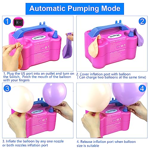 Flsepamb QQB73005 Balloon Pump, Electric Balloon Pump,Portable Dual Nozzles Electric Balloon Air Pump 110V 600W thumb #6