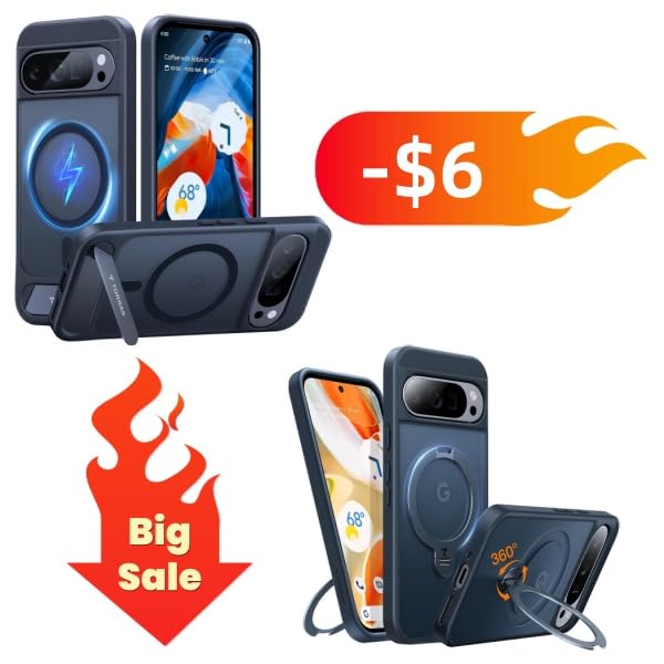 TORRAS Magnetic Stand & 360° Spin Magnetic Stand Case for Google Pixel 9 Pro