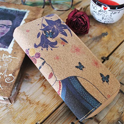Frida Kahlo Cork Vegan Wristlet Wallet Mexican Art Design2